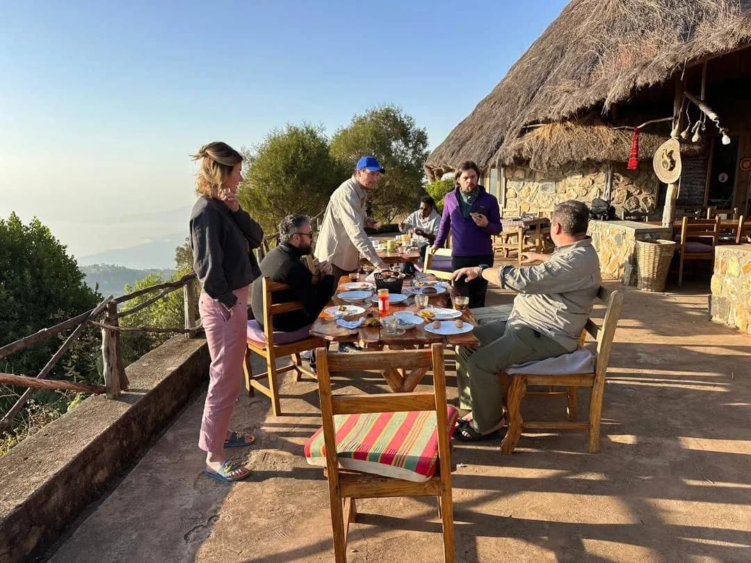 Dorze Lodge restaurant with traditional Ethiopian decor